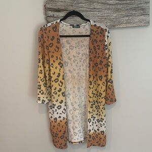 HEIMISH USA Brown and Tan Leopard Print Cardigan